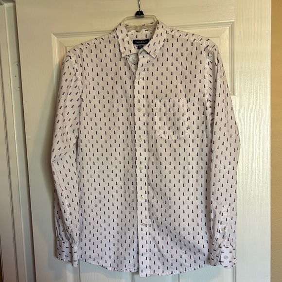 Club Room men’s white lighthouse long sleeve button down shirt size small - Picture 1 of 9